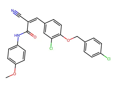 3-{3-chloro-4-[(4-chlorophenyl)methoxy]phenyl}-2-cyano-N-(4-methoxyphenyl)prop-2-enamide structure