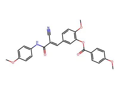 [5-[(E)-2-cyano-3-(4-methoxyanilino)-3-oxoprop-1-enyl]-2-methoxyphenyl] 4-methoxybenzoate structure