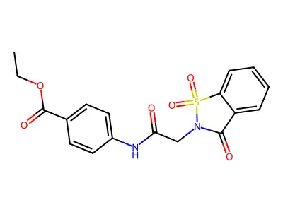 ethyl 4-(2-(1,1-dioxido-3-oxobenzo[d]isothiazol-2(3H)-yl)acetamido)benzoate structure