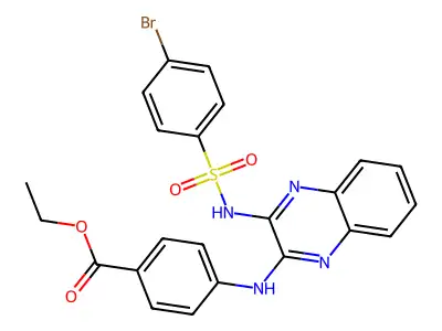 Ethyl 4-{[3-(4-bromobenzenesulfonamido)quinoxalin-2-yl]amino}benzoate structure