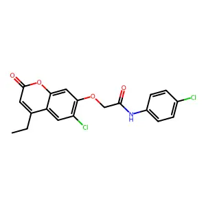 2-[(6-chloro-4-ethyl-2-oxo-2H-chromen-7-yl)oxy]-N-(4-chlorophenyl)acetamide structure