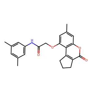N-(3,5-dimethylphenyl)-2-({7-methyl-4-oxo-1H,2H,3H,4H-cyclopenta[c]chromen-9-yl}oxy)acetamide structure