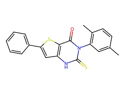 3-(2,5-dimethylphenyl)-6-phenyl-2-sulfanyl-3H,4H-thieno[3,2-d]pyrimidin-4-one structure