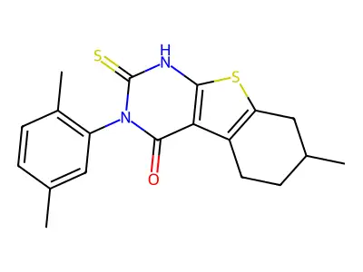 4-(2,5-Dimethylphenyl)-11-methyl-5-sulfanyl-8-thia-4,6-diazatricyclo[7.4.0.0,2,7]trideca-1(9),2(7),5-trien-3-one structure