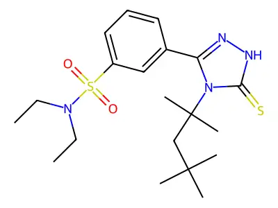 N,N-diethyl-3-[5-sulfanyl-4-(2,4,4-trimethylpentan-2-yl)-4H-1,2,4-triazol-3-yl]benzene-1-sulfonamide structure
