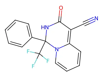 3-oxo-1-phenyl-1-(trifluoromethyl)-1H,2H,3H-pyrido[1,2-c]pyrimidine-4-carbonitrile structure