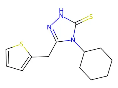 4-cyclohexyl-5-(thiophen-2-ylmethyl)-4H-1,2,4-triazole-3-thiol structure