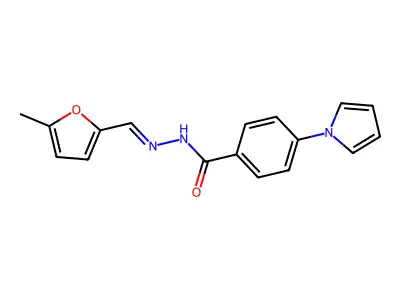 N-[(E)-(5-methylfuran-2-yl)methylideneamino]-4-pyrrol-1-ylbenzamide structure