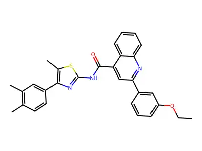 N-[4-(3,4-dimethylphenyl)-5-methyl-1,3-thiazol-2-yl]-2-(3-ethoxyphenyl)quinoline-4-carboxamide structure