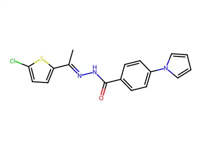 N-[(E)-1-(5-chlorothiophen-2-yl)ethylideneamino]-4-pyrrol-1-ylbenzamide structure