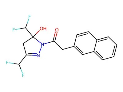 1-[3,5-bis(difluoromethyl)-5-hydroxy-4H-pyrazol-1-yl]-2-naphthalen-2-ylethanone structure