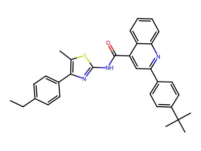 2-(4-tert-butylphenyl)-N-[4-(4-ethylphenyl)-5-methyl-1,3-thiazol-2-yl]quinoline-4-carboxamide structure