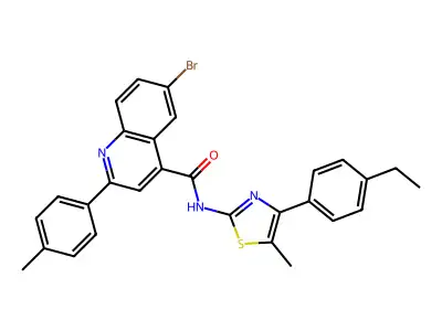 6-bromo-N-[4-(4-ethylphenyl)-5-methyl-1,3-thiazol-2-yl]-2-(4-methylphenyl)quinoline-4-carboxamide structure