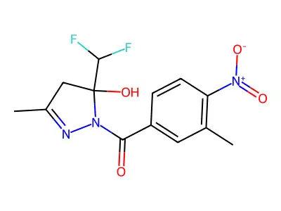 [5-(difluoromethyl)-5-hydroxy-3-methyl-4H-pyrazol-1-yl]-(3-methyl-4-nitrophenyl)methanone structure