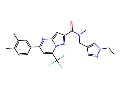 5-(3,4-dimethylphenyl)-N-[(1-ethylpyrazol-4-yl)methyl]-N-methyl-7-(trifluoromethyl)pyrazolo[1,5-a]pyrimidine-2-carboxamide structure