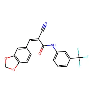 (Z)-3-(1,3-Benzodioxol-5-yl)-2-cyano-N-[3-(trifluoromethyl)phenyl]prop-2-enamide structure