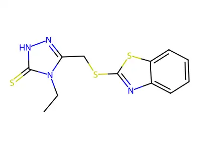 5-[(1,3-benzothiazol-2-ylsulfanyl)methyl]-4-ethyl-4H-1,2,4-triazole-3-thiol structure