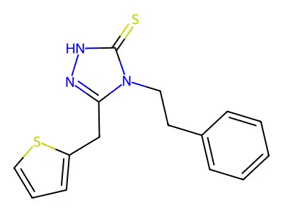 4-(2-phenylethyl)-5-(thiophen-2-ylmethyl)-4H-1,2,4-triazole-3-thiol structure