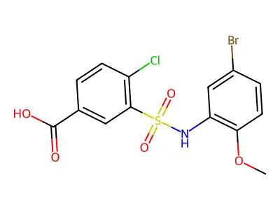 3-[(5-Bromo-2-methoxyphenyl)sulfamoyl]-4-chlorobenzoic acid structure