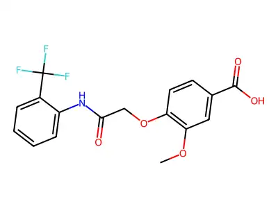 3-Methoxy-4-({[2-(trifluoromethyl)phenyl]carbamoyl}methoxy)benzoic acid structure