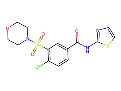 4-chloro-3-morpholin-4-ylsulfonyl-N-(1,3-thiazol-2-yl)benzamide structure