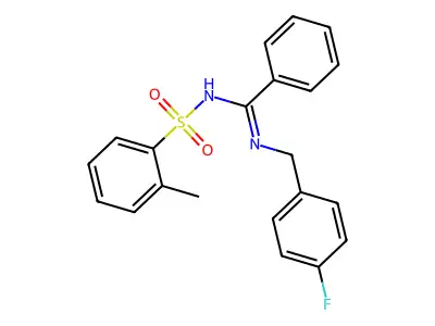 N'-[(4-fluorophenyl)methyl]-N-(2-methylphenyl)sulfonylbenzenecarboximidamide structure