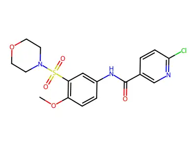 6-chloro-N-[4-methoxy-3-(morpholine-4-sulfonyl)phenyl]pyridine-3-carboxamide structure
