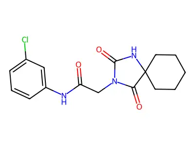 N-(3-chlorophenyl)-2-(2,4-dioxo-1,3-diazaspiro[4.5]dec-3-yl)acetamide structure