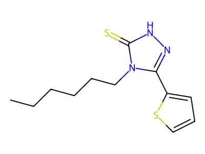 4-hexyl-3-thiophen-2-yl-1H-1,2,4-triazole-5-thione structure