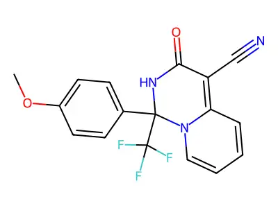 1-(4-methoxyphenyl)-3-oxo-1-(trifluoromethyl)-2H-pyrido[1,2-c]pyrimidine-4-carbonitrile structure