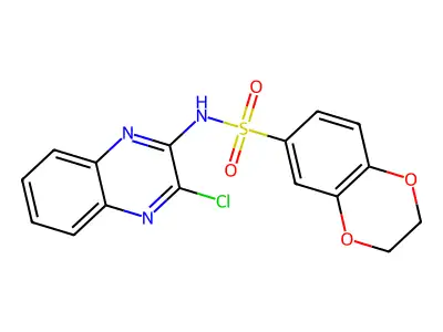 N-(3-chloroquinoxalin-2-yl)-2,3-dihydro-1,4-benzodioxine-6-sulfonamide structure