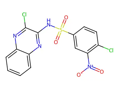 4-chloro-N-(3-chloroquinoxalin-2-yl)-3-nitrobenzene-1-sulfonamide structure