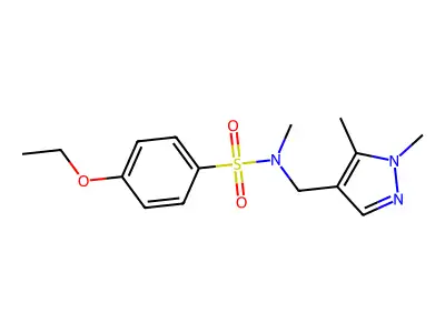 N-[(1,5-dimethylpyrazol-4-yl)methyl]-4-ethoxy-N-methylbenzenesulfonamide structure