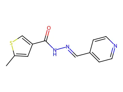 5-methyl-N-[(E)-pyridin-4-ylmethylideneamino]thiophene-3-carboxamide structure