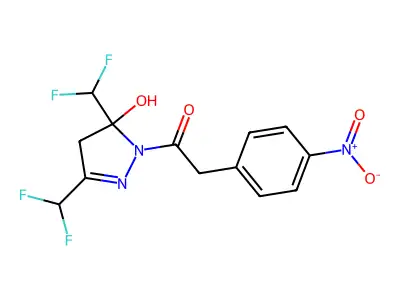 1-[3,5-bis(difluoromethyl)-5-hydroxy-4H-pyrazol-1-yl]-2-(4-nitrophenyl)ethanone structure