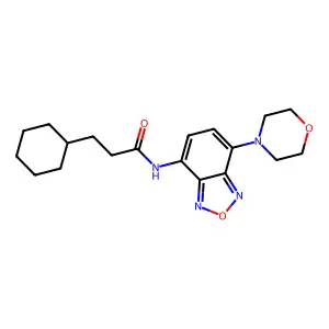 3-cyclohexyl-N-(4-morpholin-4-yl-2,1,3-benzoxadiazol-7-yl)propanamide structure