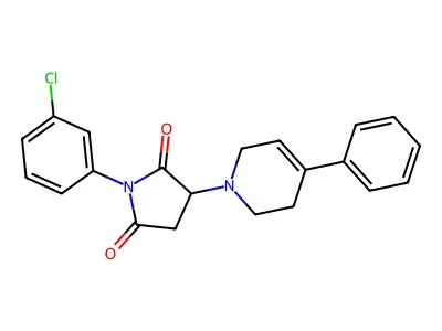 1-(3-chlorophenyl)-3-(4-phenyl-3,6-dihydropyridin-1(2H)-yl)pyrrolidine-2,5-dione structure
