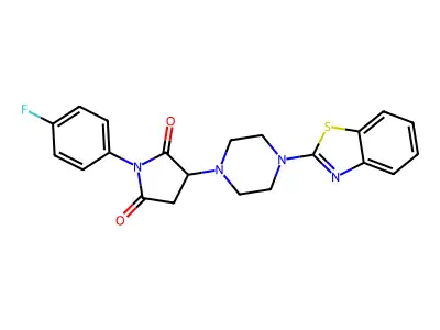 3-[4-(1,3-benzothiazol-2-yl)piperazin-1-yl]-1-(4-fluorophenyl)pyrrolidine-2,5-dione structure