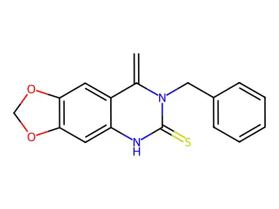 8-methylene-7-(phenylmethyl)-5H-[1,3]dioxolo[4,5-g]quinazoline-6-thione structure