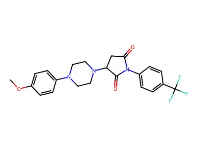 3-[4-(4-methoxyphenyl)piperazin-1-yl]-1-[4-(trifluoromethyl)phenyl]pyrrolidine-2,5-dione structure