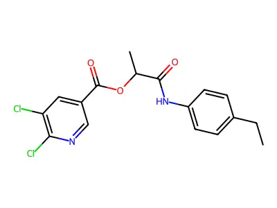 [1-(4-Ethylanilino)-1-oxopropan-2-yl] 5,6-dichloropyridine-3-carboxylate structure