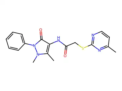 N-(1,5-dimethyl-3-oxo-2-phenylpyrazol-4-yl)-2-(4-methylpyrimidin-2-yl)sulfanylacetamide structure