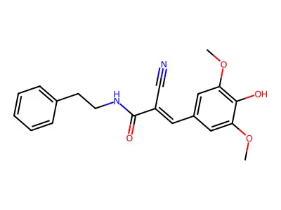 2-cyano-3-(4-hydroxy-3,5-dimethoxyphenyl)-N-(2-phenylethyl)prop-2-enamide structure