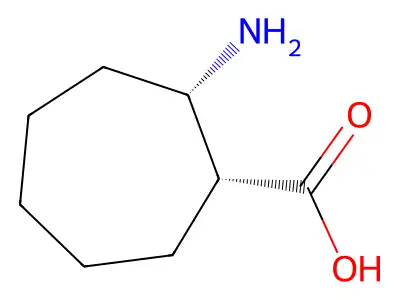 (1R,2S)-2-aminocycloheptane-1-carboxylic acid structure