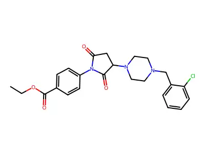 ethyl 4-[3-[4-[(2-chlorophenyl)methyl]piperazin-1-yl]-2,5-dioxopyrrolidin-1-yl]benzoate structure