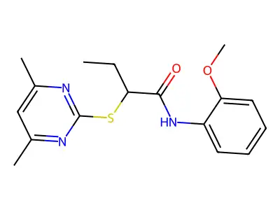 2-[(4,6-dimethylpyrimidin-2-yl)sulfanyl]-N-(2-methoxyphenyl)butanamide structure