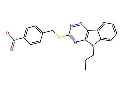 3-[(4-Nitrophenyl)methylsulfanyl]-5-propyl-[1,2,4]triazino[5,6-b]indole structure