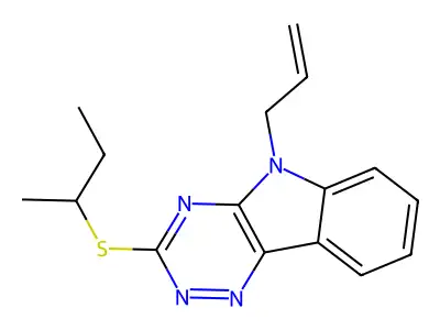 3-Butan-2-ylsulfanyl-5-prop-2-enyl-[1,2,4]triazino[5,6-b]indole structure