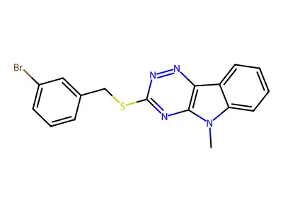 3-[(3-Bromophenyl)methylsulfanyl]-5-methyl-[1,2,4]triazino[5,6-b]indole structure