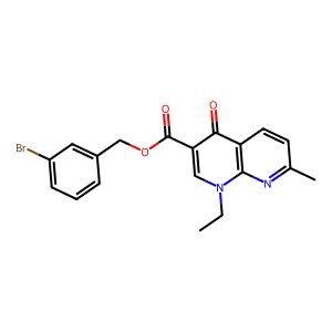 (3-bromophenyl)methyl 1-ethyl-7-methyl-4-oxo-1,8-naphthyridine-3-carboxylate structure